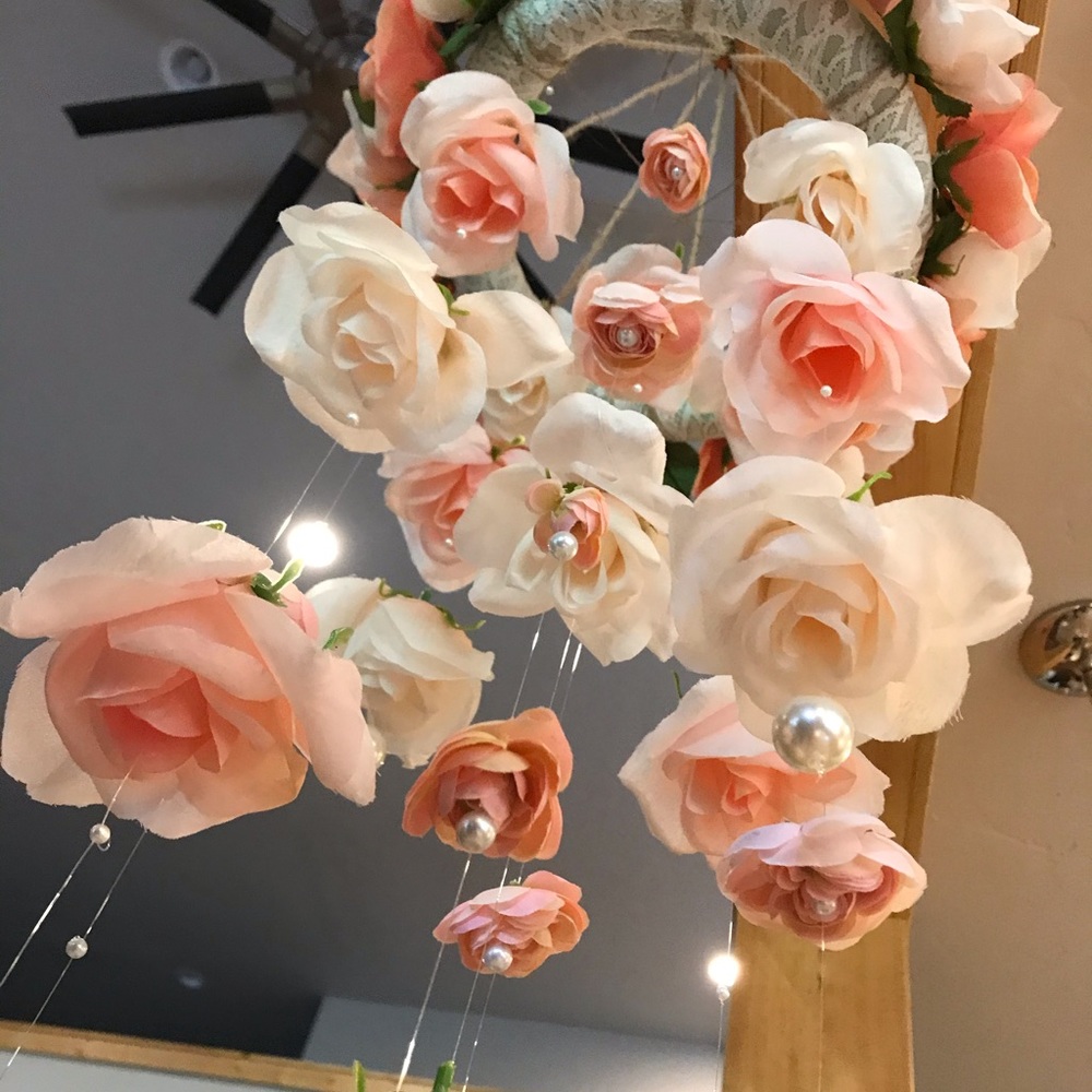 Flower baby girl mobile